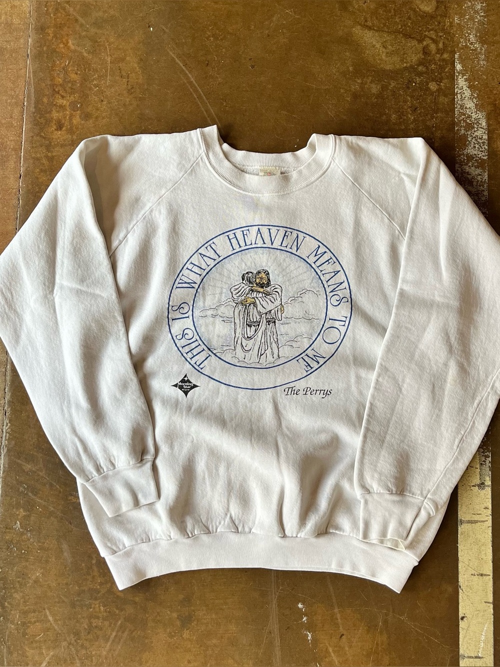 Vintage 80s This is What Heaven Means To Me Christian Jesus Piece The Perrys XL